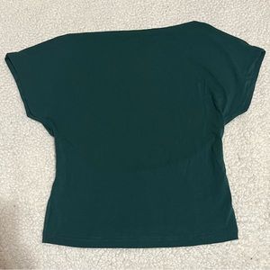 Short Sleeve Backless Slim Fit Crewneck Open Back Top Dark Green, XSmall──★